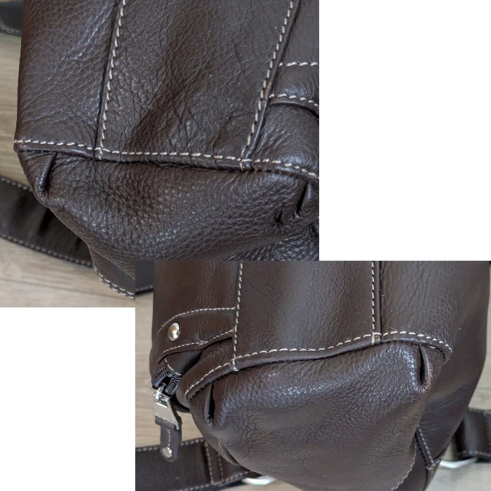 Tignanello Shoulder Bag Large Brown Pebbled Leather Multi Pocket Organizer Tote - Picture 6 of 12